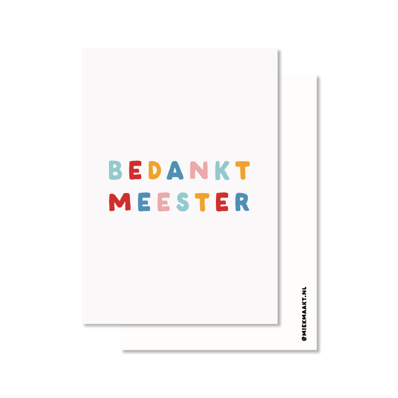 Kaart bedankt meester