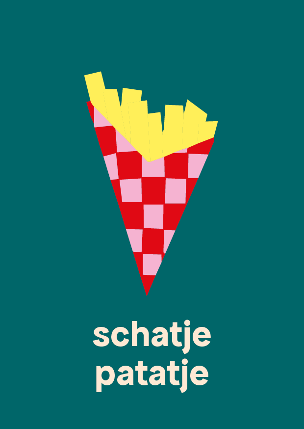 Ansichtkaart schatje patatje | Friet illustratie