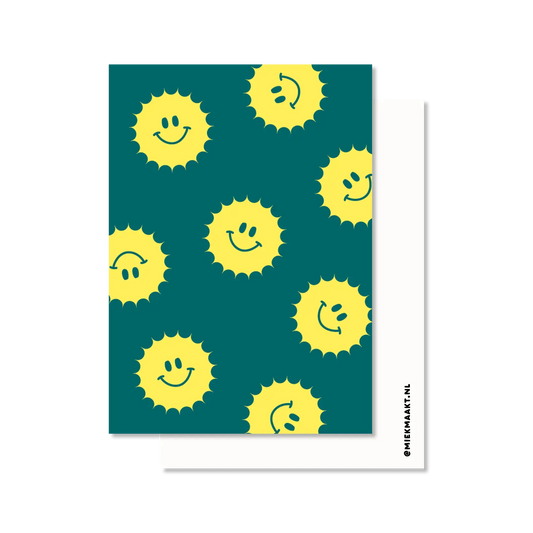 Ansichtkaart smiley zon | Vrolijke kaart |