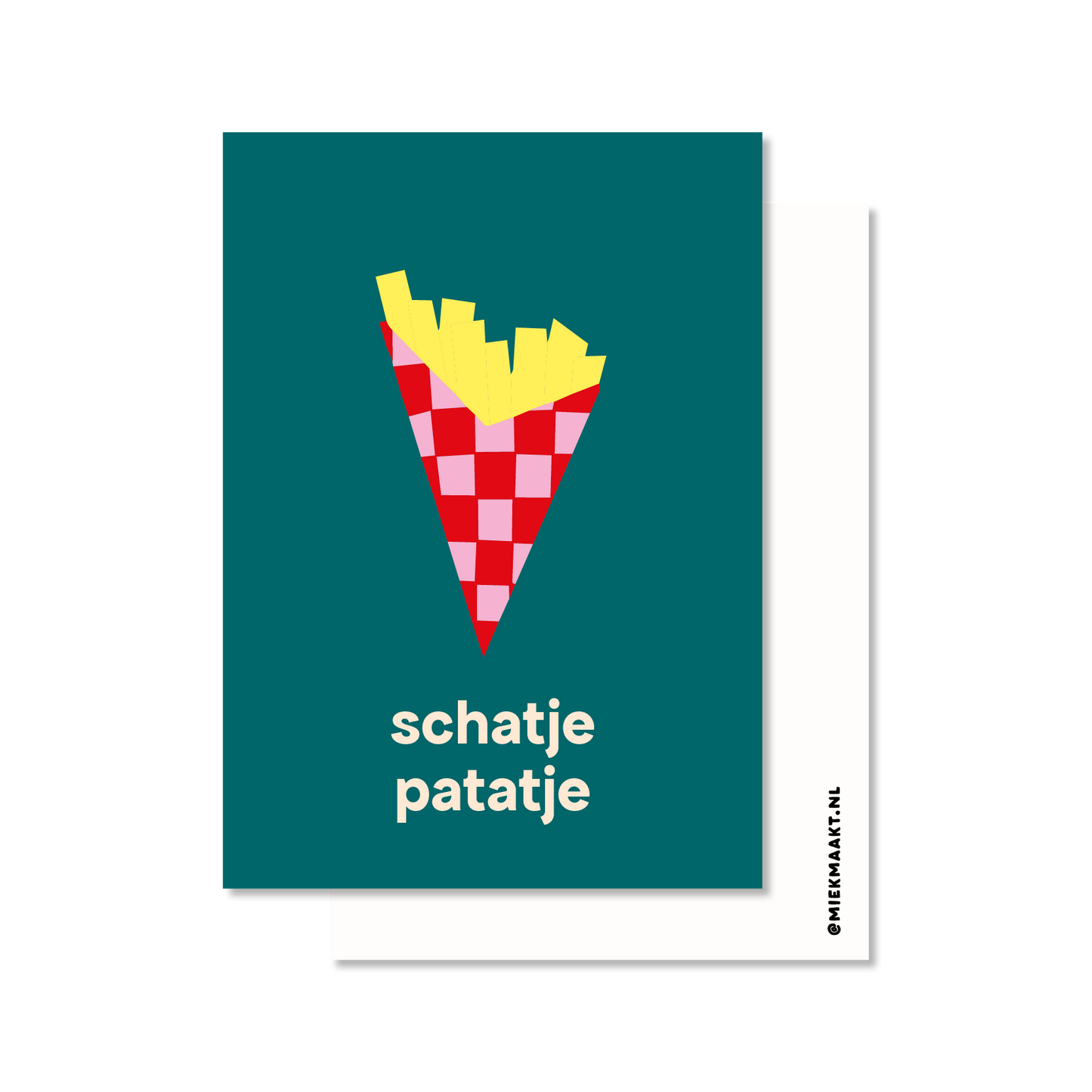 Ansichtkaart schatje patatje | Friet illustratie