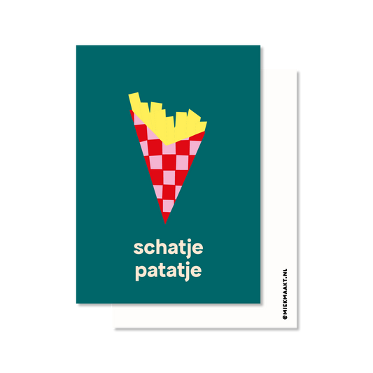 Ansichtkaart schatje patatje | Friet illustratie